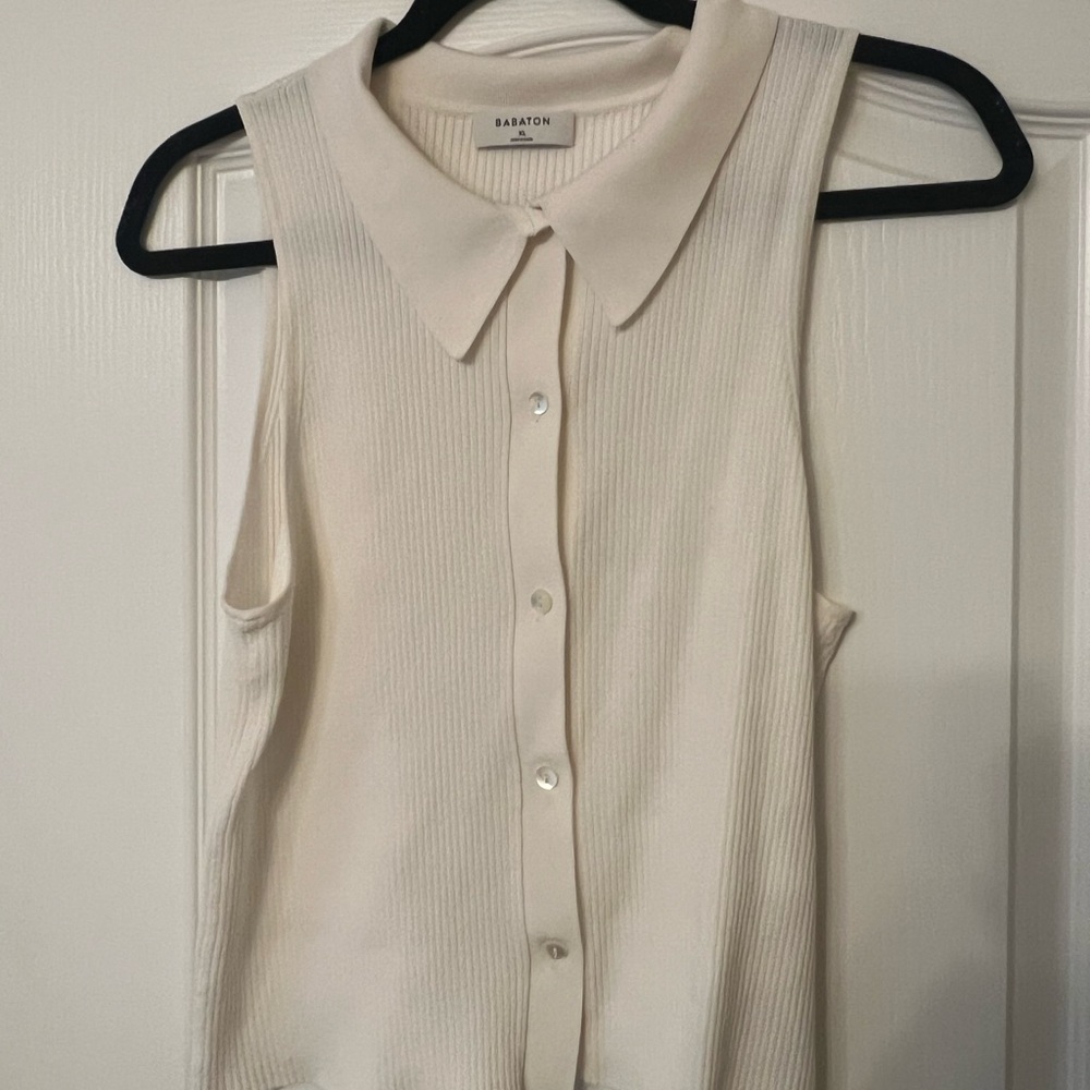 Babaton white collared shirt.
